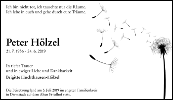 Traueranzeige von Peter Hölzel von vrm-trauer