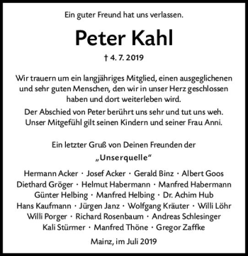 Traueranzeige von Peter Kahl von vrm-trauer