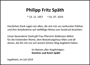 Traueranzeige von Philipp Fritz Späth von vrm-trauer