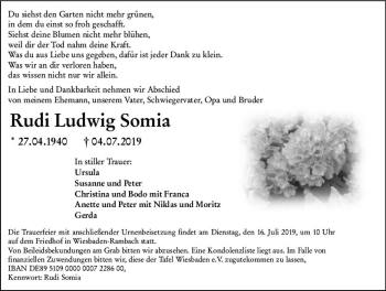 Traueranzeige von Rudi Ludwig Somia von vrm-trauer