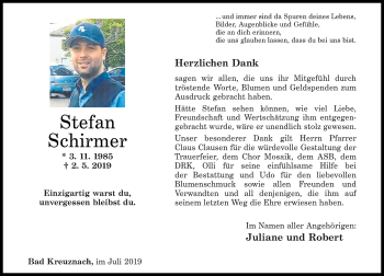 Traueranzeige von Stefan Schirmer von vrm-trauer