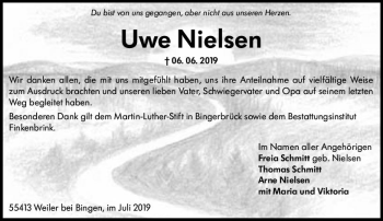 Traueranzeige von Uwe Nielsen von vrm-trauer