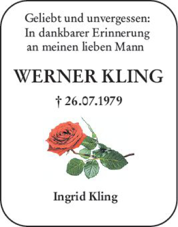Traueranzeige von Werner Kling von vrm-trauer