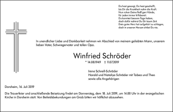 Traueranzeige von Winfried Schröder von vrm-trauer