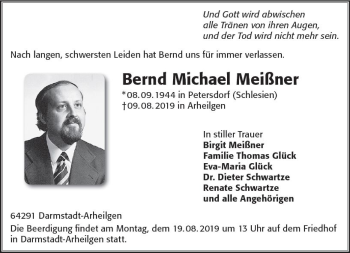 Traueranzeige von Bernd Michael Meißner von vrm-trauer