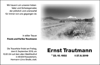 Traueranzeige von Ernst Trautmann von vrm-trauer