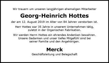 Traueranzeige von Georg-Heinrich Hottes von vrm-trauer