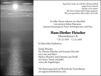 Traueranzeige von Hans-Diether Fleischer von vrm-trauer