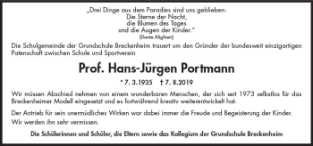 Traueranzeige von Hans-Jürgen Portmann von vrm-trauer