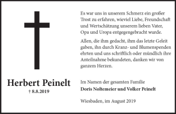 Traueranzeige von Herbert Peinelt von vrm-trauer