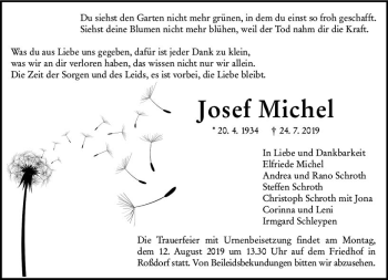 Traueranzeige von Josef Michel von vrm-trauer