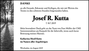 Traueranzeige von Josef R. Kutta von vrm-trauer