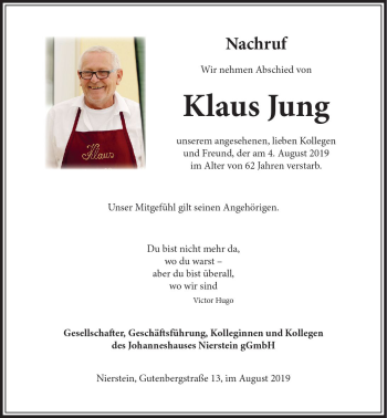 Traueranzeige von Klaus Jung von vrm-trauer