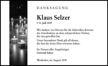Traueranzeige von Klaus Selzer von vrm-trauer