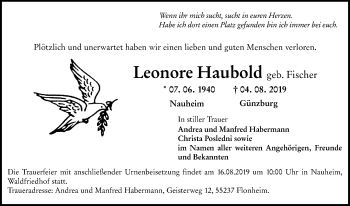 Traueranzeige von Leonore Haubold von vrm-trauer
