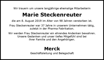 Traueranzeige von Marie Steckenreuter von vrm-trauer