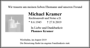 Traueranzeige von Michael Kramer von vrm-trauer