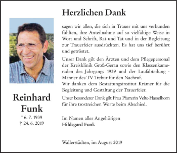 Traueranzeige von Reinhard Funk von vrm-trauer