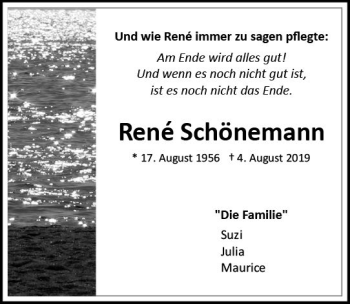 Traueranzeige von Rene Schönemann von vrm-trauer