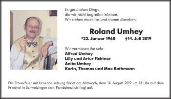 Traueranzeige von Roland Umhey von vrm-trauer