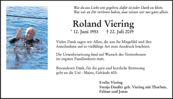 Traueranzeige von Roland Viering von vrm-trauer