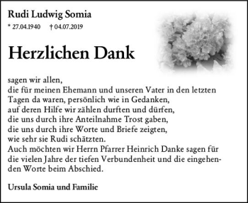 Traueranzeige von Rudi Ludwig Somia von vrm-trauer
