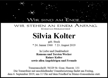 Traueranzeige von Silvia Kolter von vrm-trauer