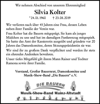 Traueranzeige von Silvia Kolter von vrm-trauer