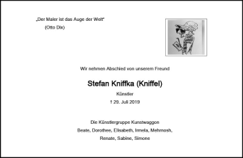 Traueranzeige von Stefan Kniffka von vrm-trauer