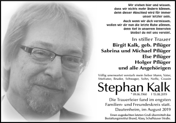 Traueranzeige von Stephan Kalk von vrm-trauer