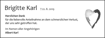 Traueranzeige von Brigitte Karl von vrm-trauer