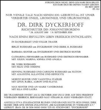 Traueranzeige von Dirk Dyckerhoff von vrm-trauer