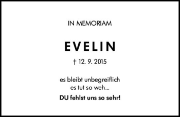 Traueranzeige von Evelin Cupovic von vrm-trauer