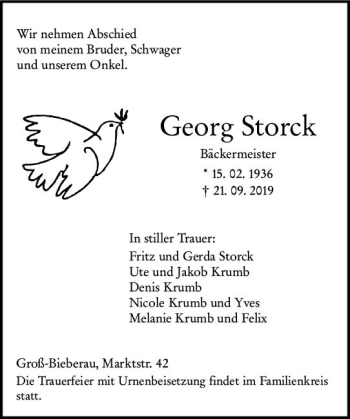 Traueranzeige von Georg Storck von vrm-trauer