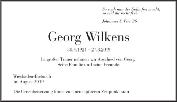 Traueranzeige von Georg Wirkens von vrm-trauer