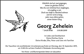 Traueranzeige von Georg Zehelein von vrm-trauer