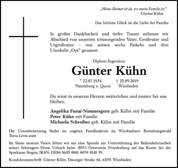 Traueranzeige von Günter Kühn von vrm-trauer