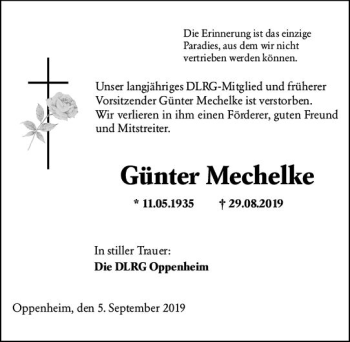 Traueranzeige von Günter Mechelke von vrm-trauer