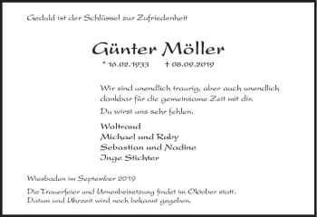 Traueranzeige von Günter Möller von vrm-trauer