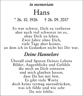 Traueranzeige von Hans  von vrm-trauer