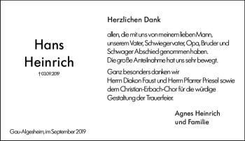 Traueranzeige von Hans Heinrich von vrm-trauer
