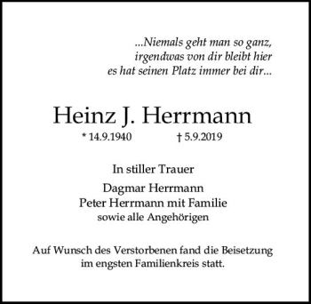 Traueranzeige von Heinz  Herrmann von vrm-trauer