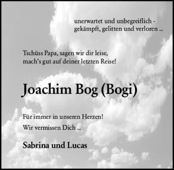 Traueranzeige von Joachim Bog von vrm-trauer