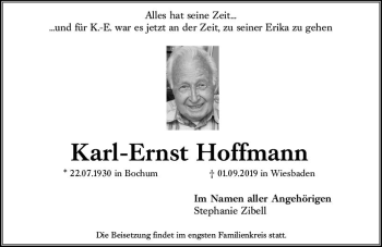 Traueranzeige von Karl-Ernst Hoffmann von vrm-trauer