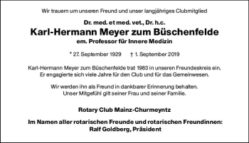 Traueranzeige von Karl-Hermann  Meyer zum Büschenfelde von vrm-trauer