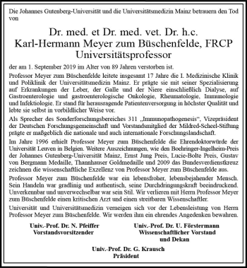 Traueranzeige von Karl-Hermann  Meyer zum Büschenfelde von vrm-trauer