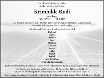 Traueranzeige von Krimhilde Rudi von vrm-trauer