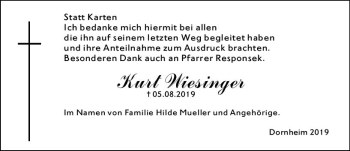 Traueranzeige von Kurt Wiesinger von vrm-trauer