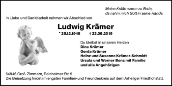 Traueranzeige von Ludwig Krämer von vrm-trauer