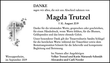 Traueranzeige von Magda Trutzel von vrm-trauer